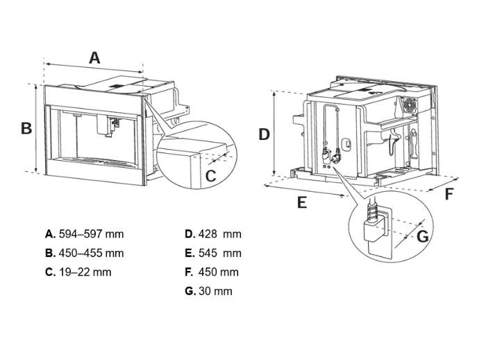 45 cm Built-in Coffee Machine, TFT display | Bertazzoni